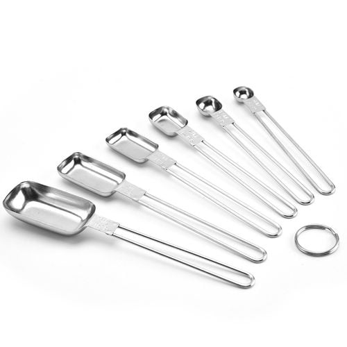 Heavy Duty 6 Piece Long Handled Stainless Steel Measuring Spoon Set Baking-Tool Heavy Duty 6 Piece Long Handled Stainless Steel Measuring Spoon Set Baking-Tool